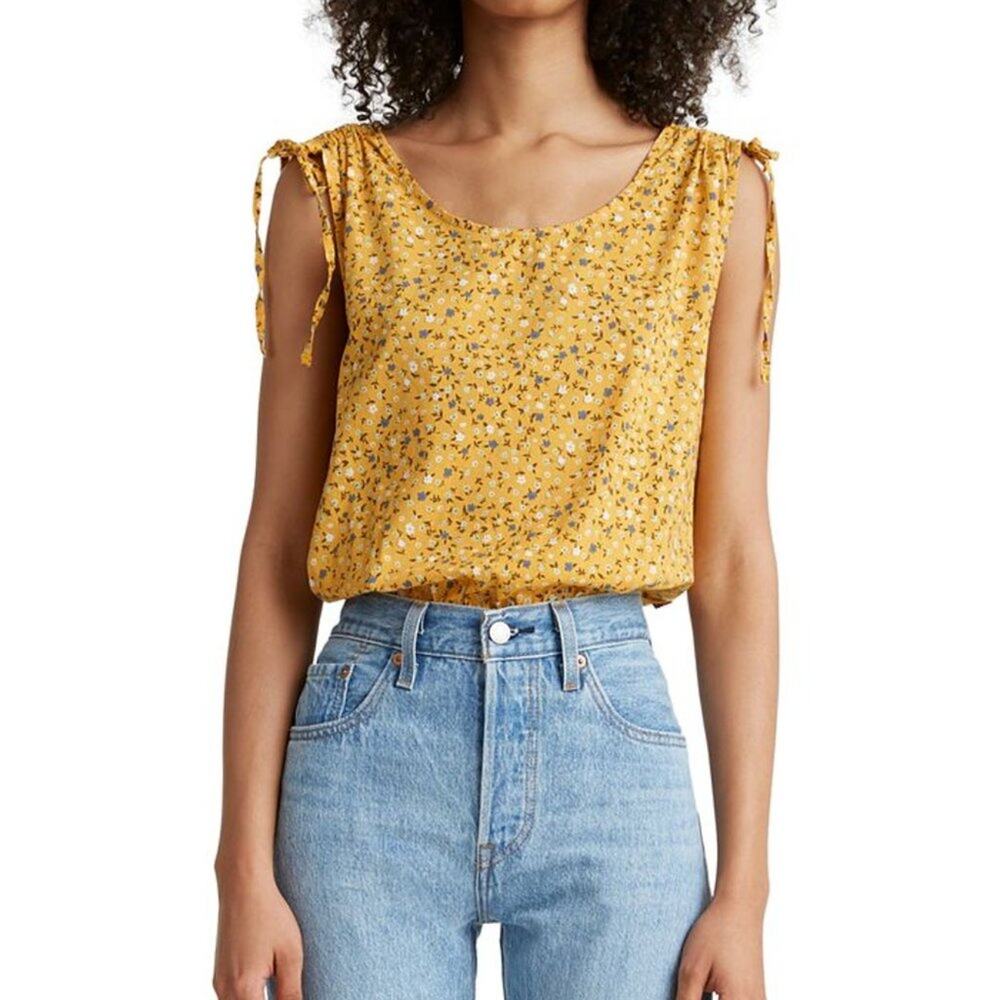 Levi's Women's Magnolia Tie-Shoulder Top in Yellow Floral